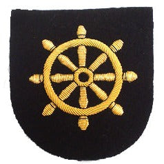 Merchant Navy Quarter Master Arm Badge - Ships Wheel on Black