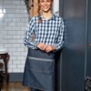 domain contrast denim waist apron