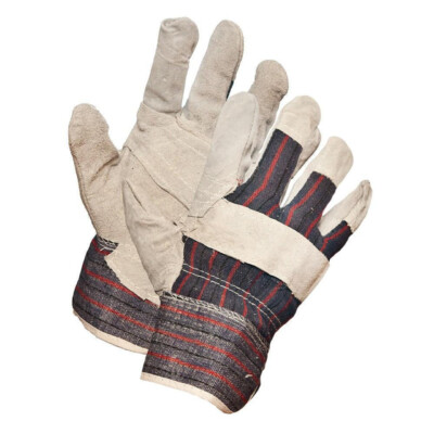 Economy Grade Split Leather Patch Palm Work Gloves (12 Pairs/Box)