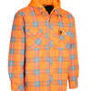 ForceField Hi Vis Orange Plaid Hooded Quilted Flannel Shirt Jacket