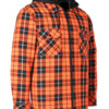 ForceField Hi Vis Orange Tartan Plaid Hooded Quilt-Lined Flannel Shirt Jacket with Front Zip