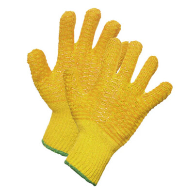 Forcefield Orange String Knit Work Gloves with PVC Criss-Cross Grip (12 Pairs/Box)
