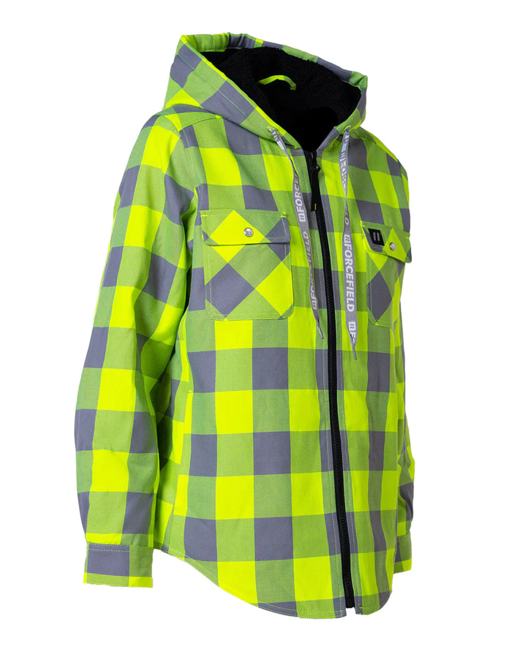 ForceField Women's Hooded Sherpa-Lined Hi-Vis Buffalo Plaid Flannel Lined Jacket ForceField Women's Hooded Sherpa-Lined Hi-Vis Buffalo Plaid Flannel Lined Jacket