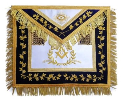 Grand Master Mason Apron Bullion Hand Embroidered Vine Work
