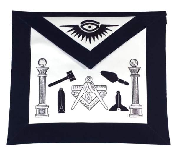 Masonic Apron Hand Embroidered Tools Navy Blue Masonic Apron Hand Embroidered Tools Navy Blue