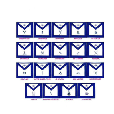 Masonic Blue Lodge Officers Aprons Variations - Set of 19