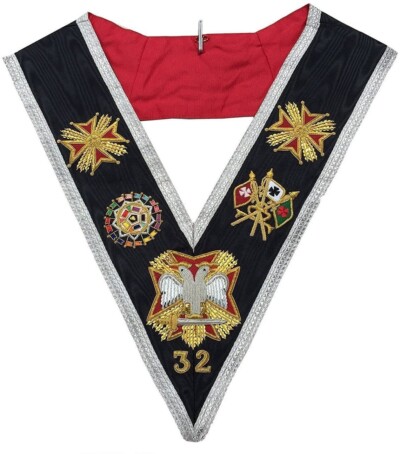Masonic Rose Croix 32nd Degree Collar Gold and Silver Embroidery