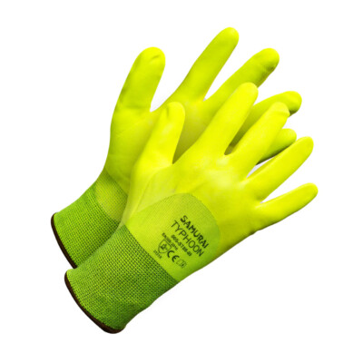 Samurai Typhoon 3/4 Nitrile Dipped Hi Vis Work Glove (12 Pairs/Box)