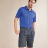 teflon coated double pleat front chino shorts